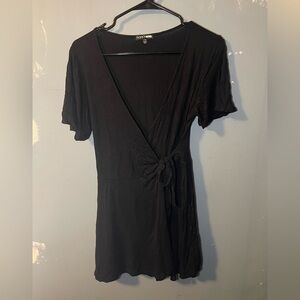 Fashion Nova Black Midi Wrap Dress